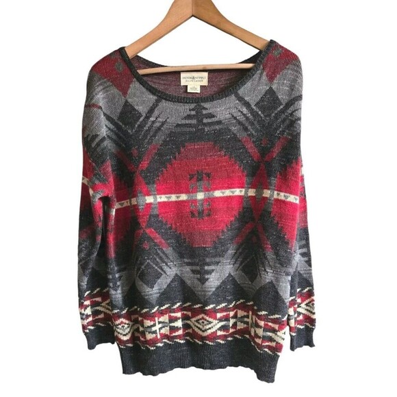 Denim & Supply Ralph Lauren Sweater Womens Large Red Aztec Western Southwestern - Picture 1 of 7